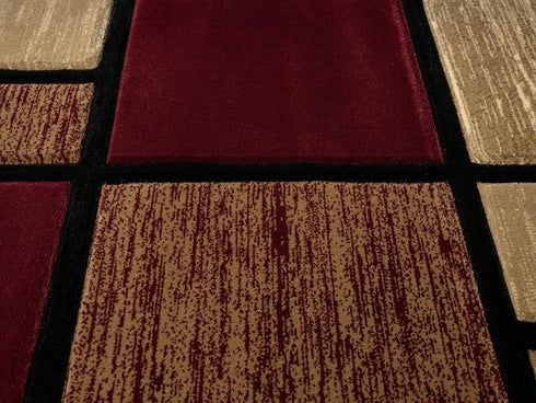Black, Grey, and Multicolor 3D Carved Modern Area Rug
